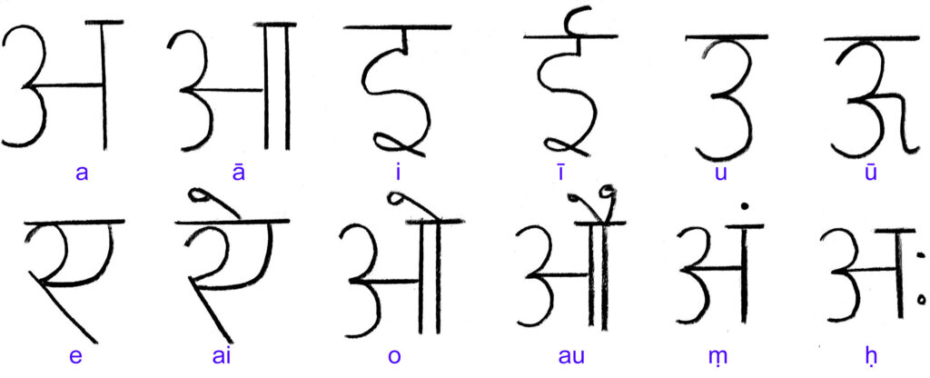 Nepali vowels (handwritten)